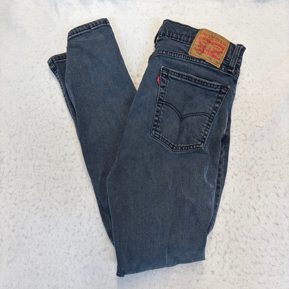 Levi's 510 Skinny Jeans Mens 33x34 Dark Wash Gray Denim Waterless Stretch